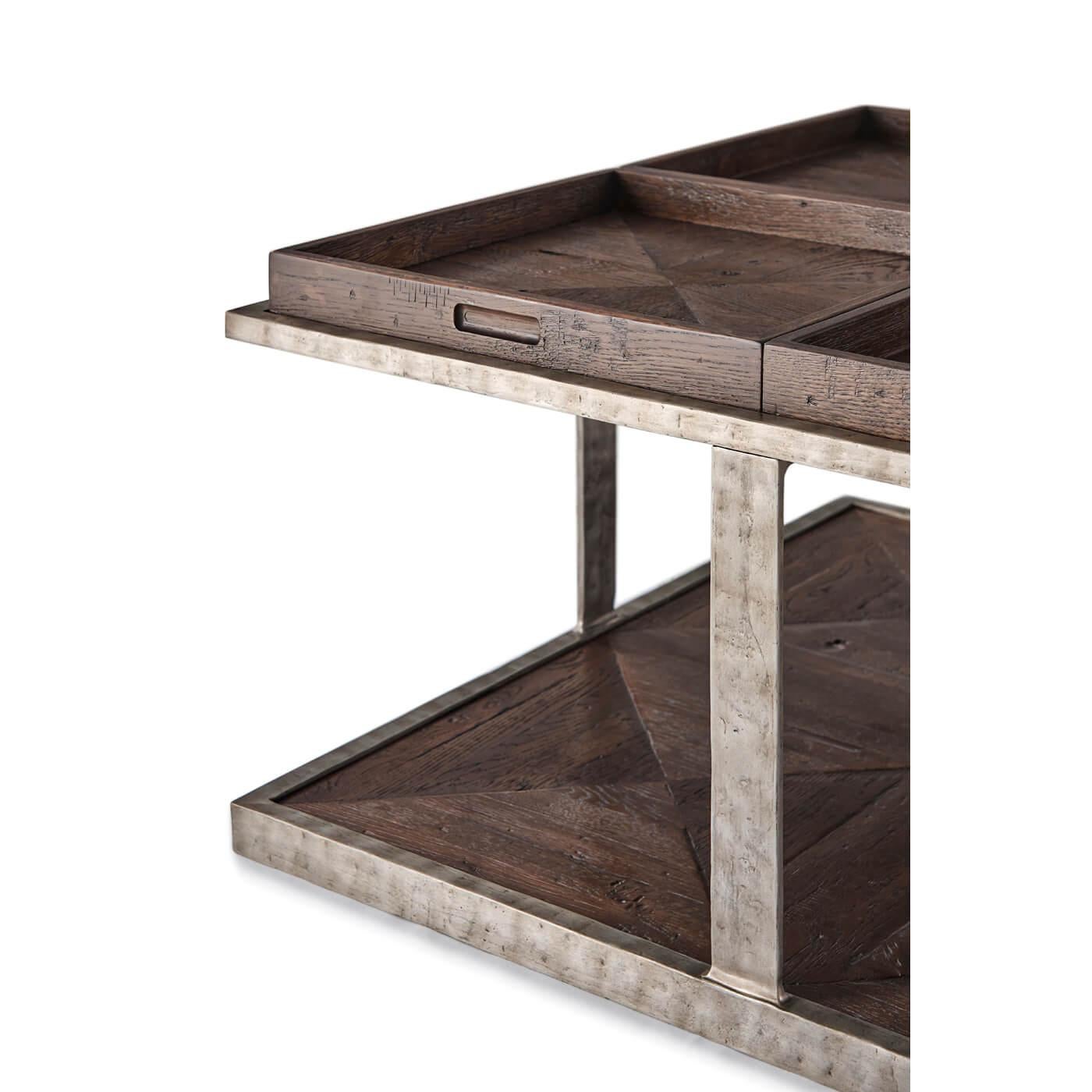 European Parquetry Four-Tray Top Coffee Table