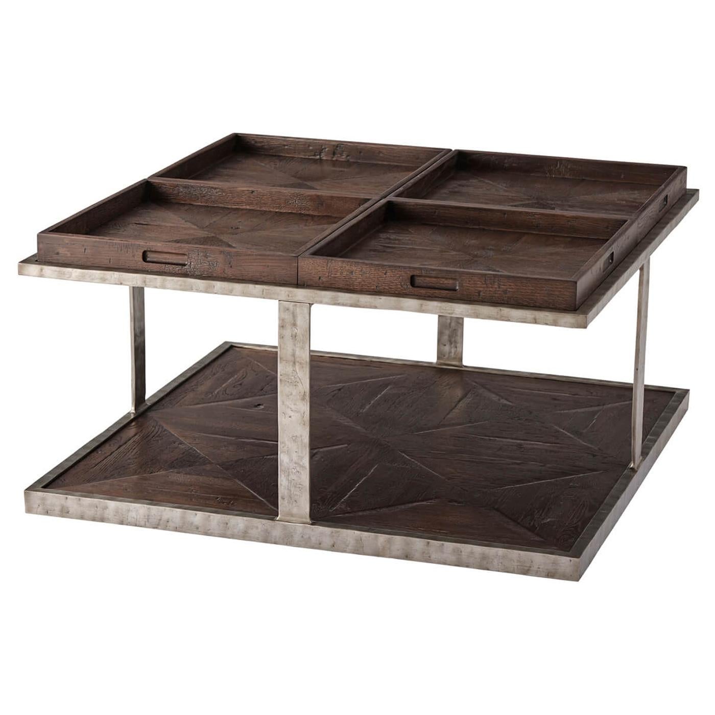 Parquetry Four-Tray Top Coffee Table
