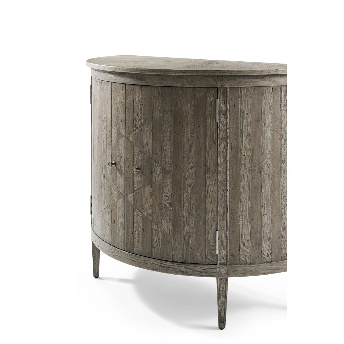 XXIe siècle et contemporain Parquetterie Cabinet Demilune en chêne grisé en vente