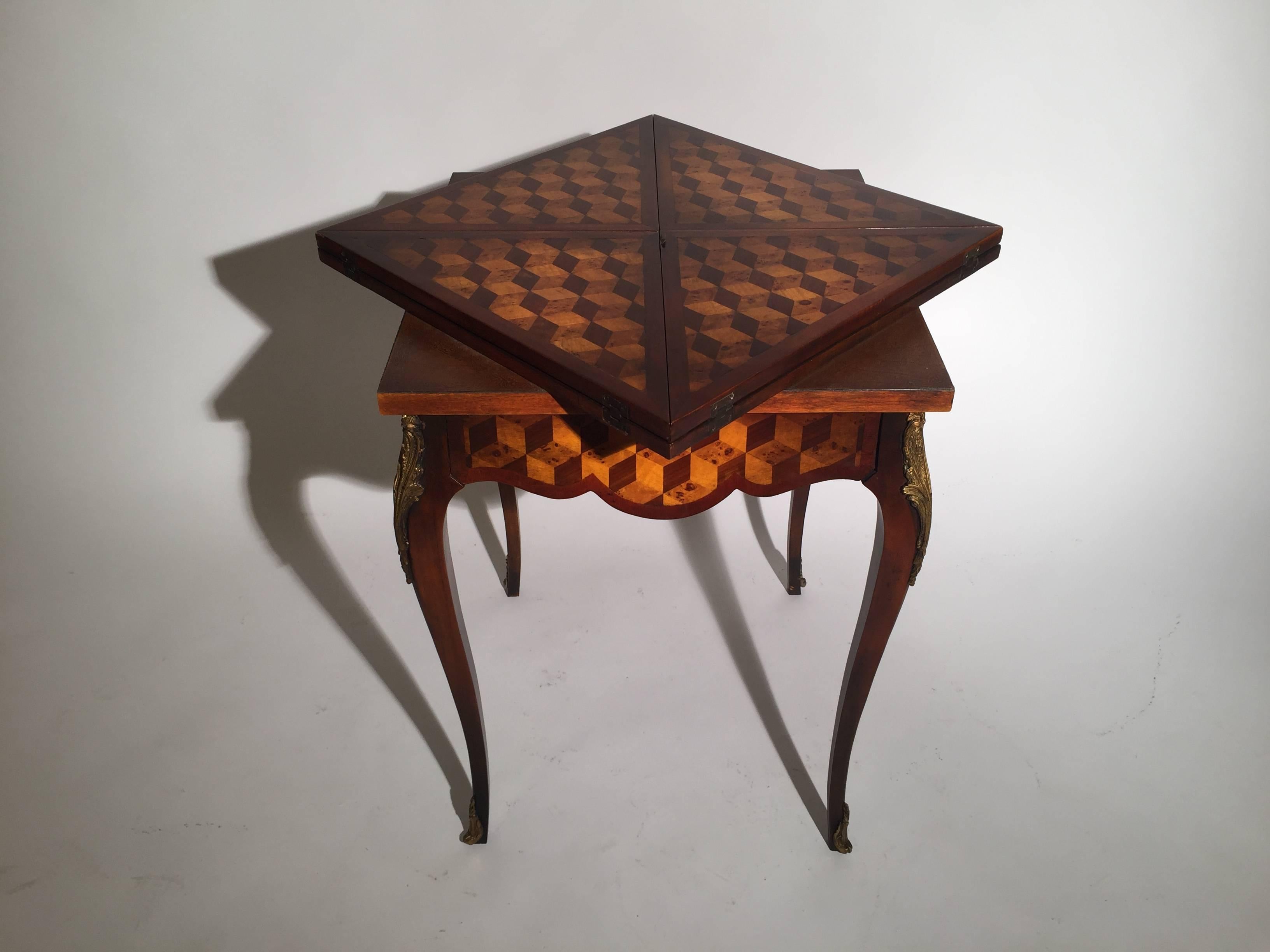 Brass Parquetry Handkerchief Game Table by Theodore Alexander