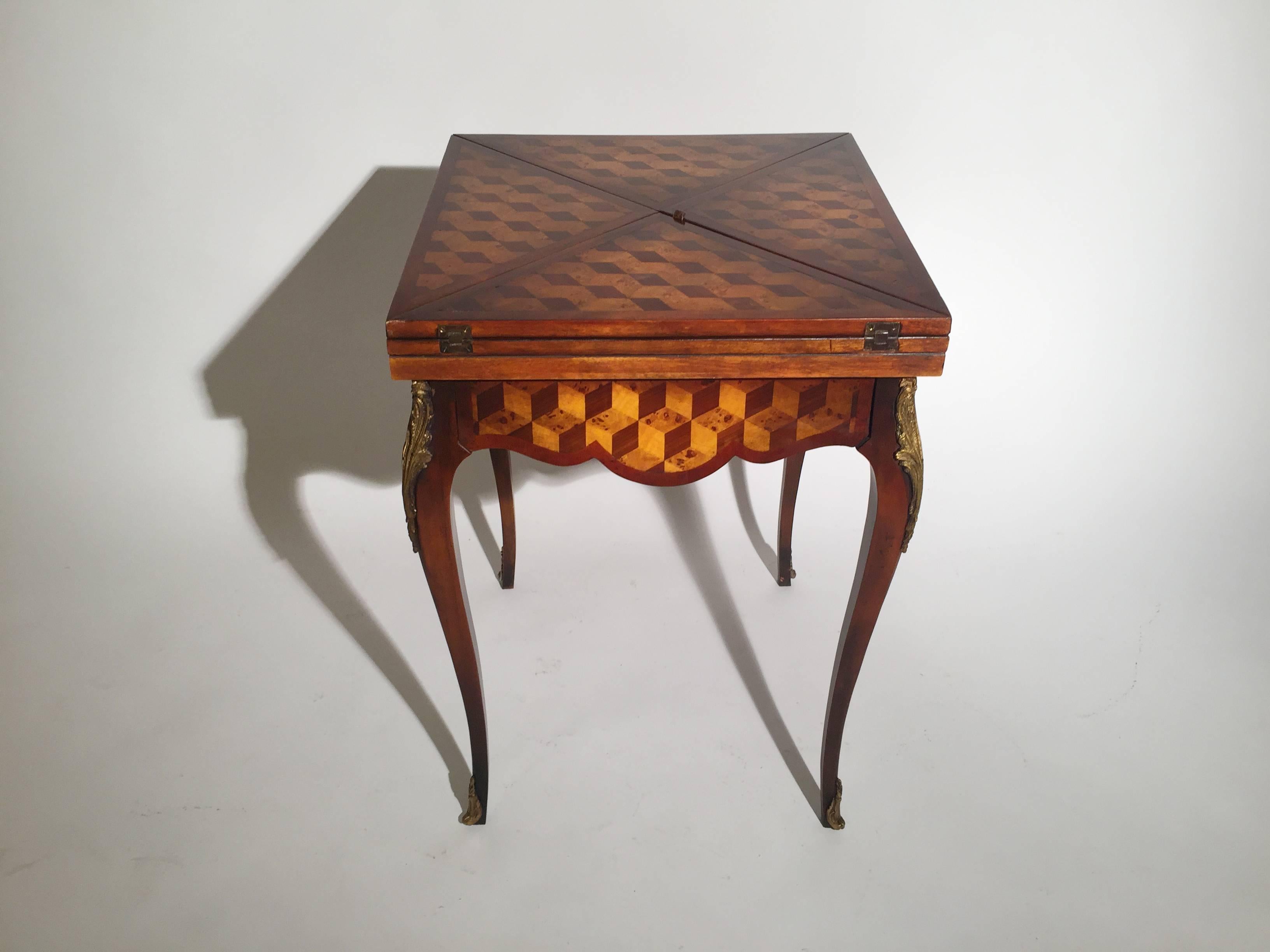 20th Century Parquetry Handkerchief Game Table by Theodore Alexander