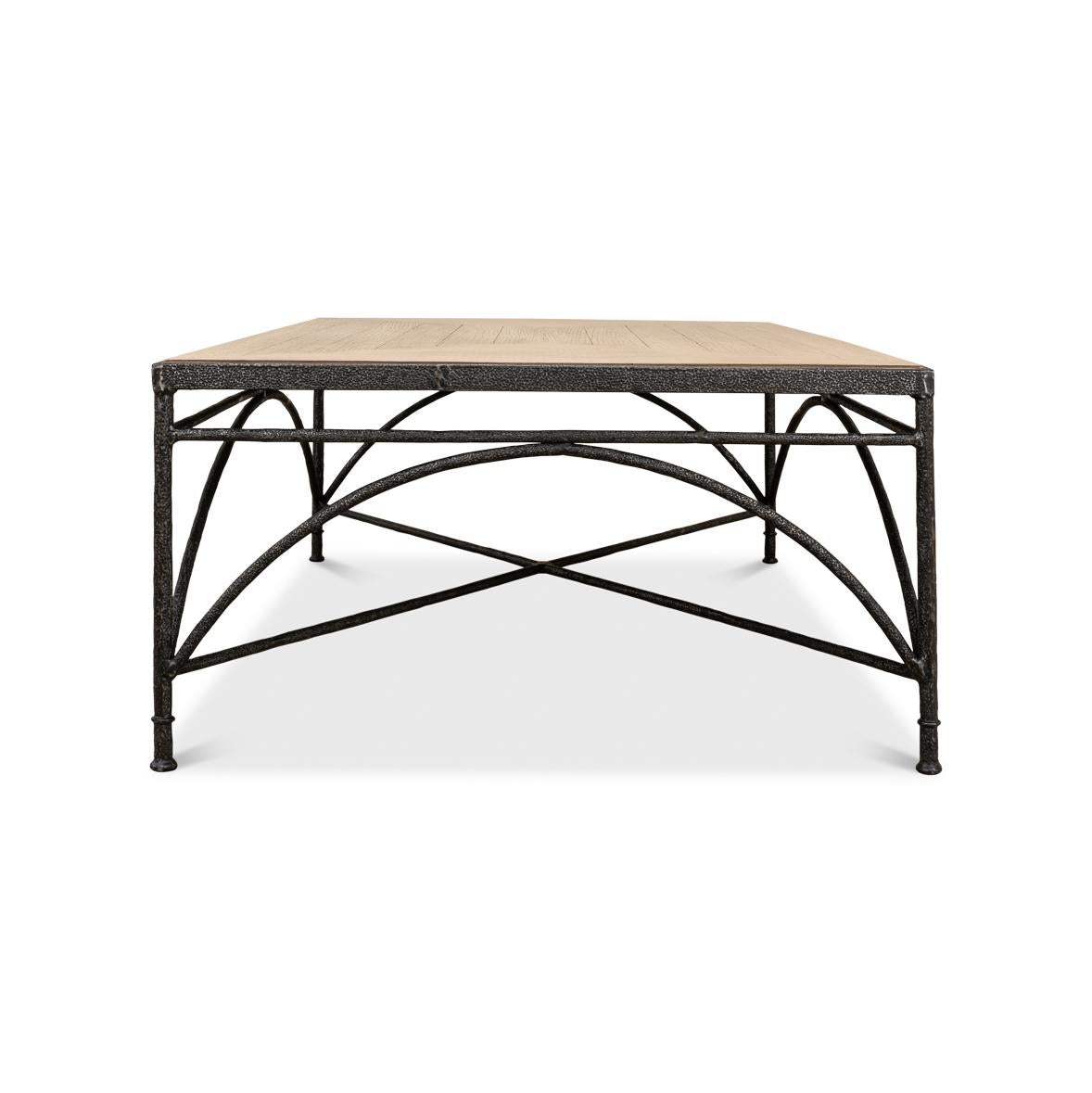 Parquetry Industrial Coffee Table For Sale 5