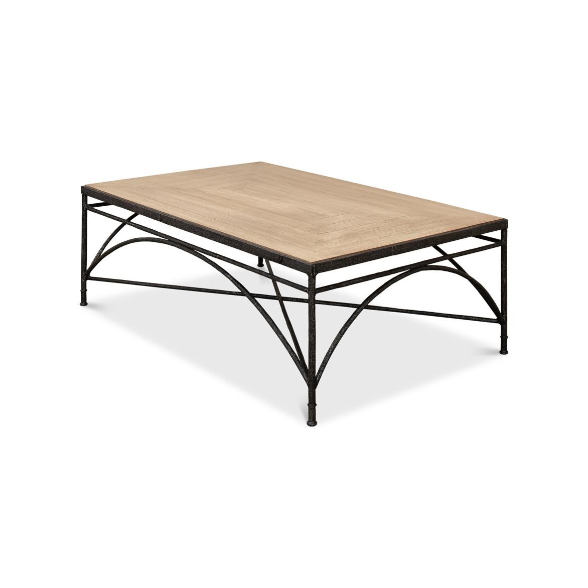 Asian Parquetry Industrial Coffee Table For Sale