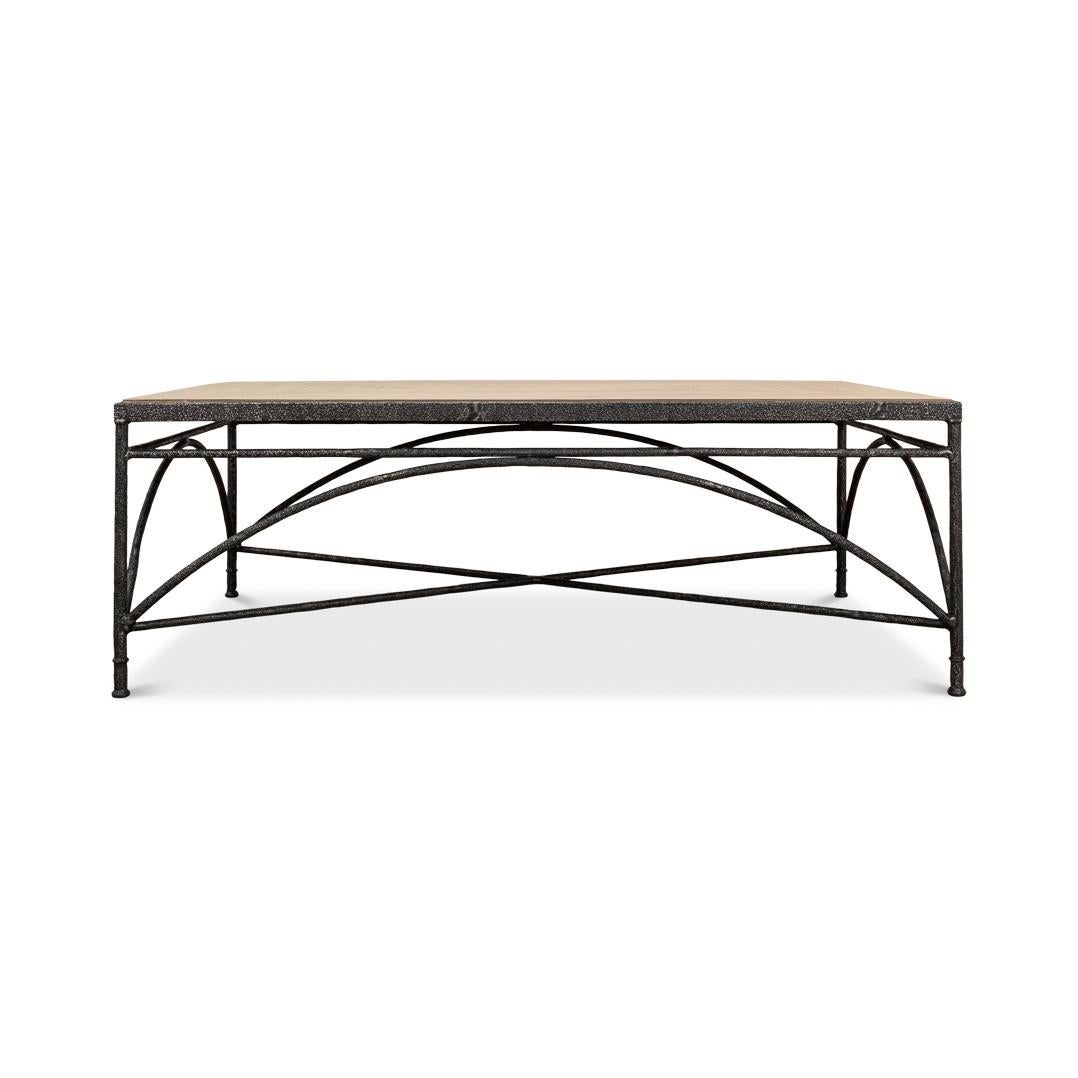 Parquetry Industrial Coffee Table For Sale 1