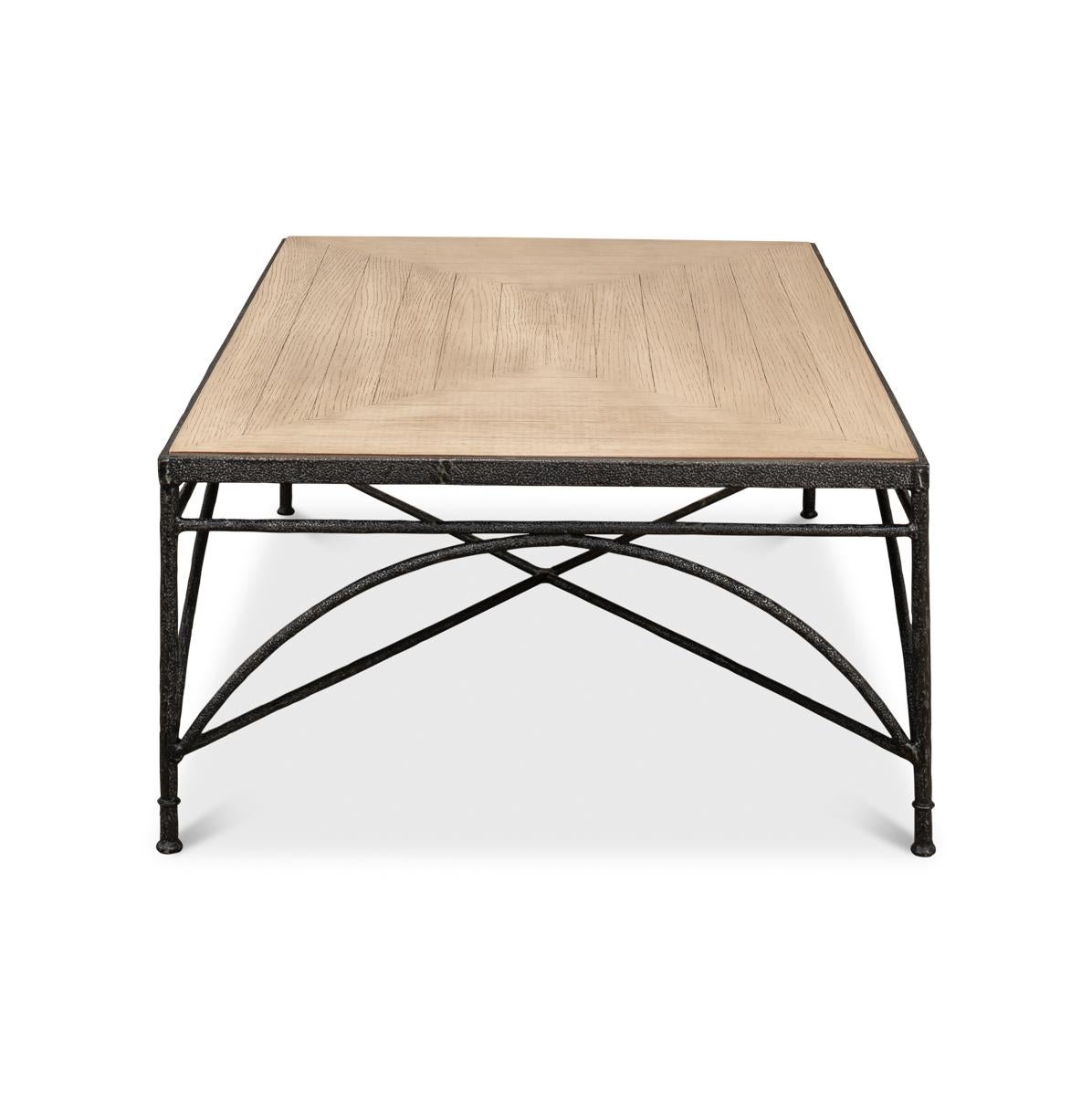 Parquetry Industrial Coffee Table For Sale 2