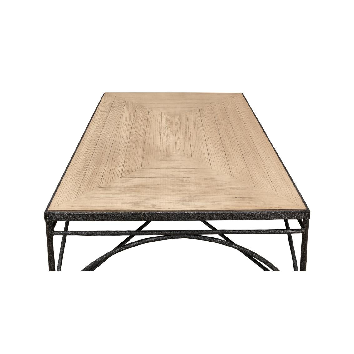 Parquetry Industrial Coffee Table For Sale 3