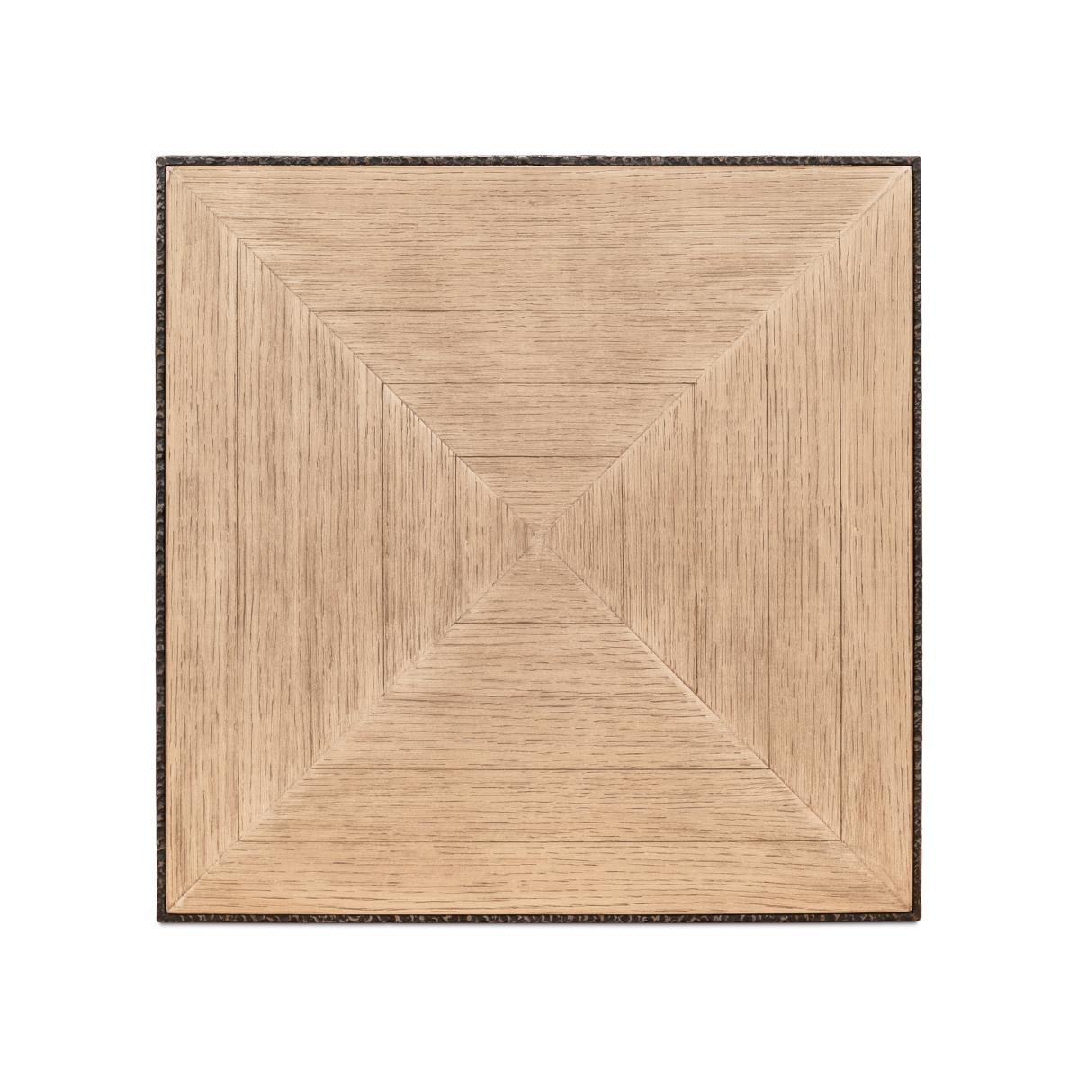 Contemporary Parquetry Industrial End Table For Sale