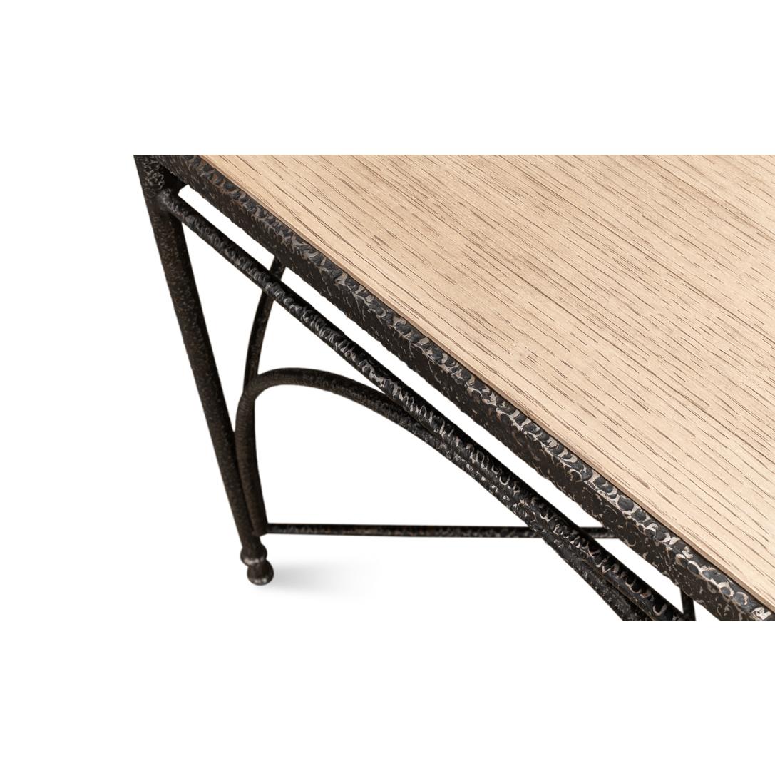 Iron Parquetry Industrial End Table For Sale