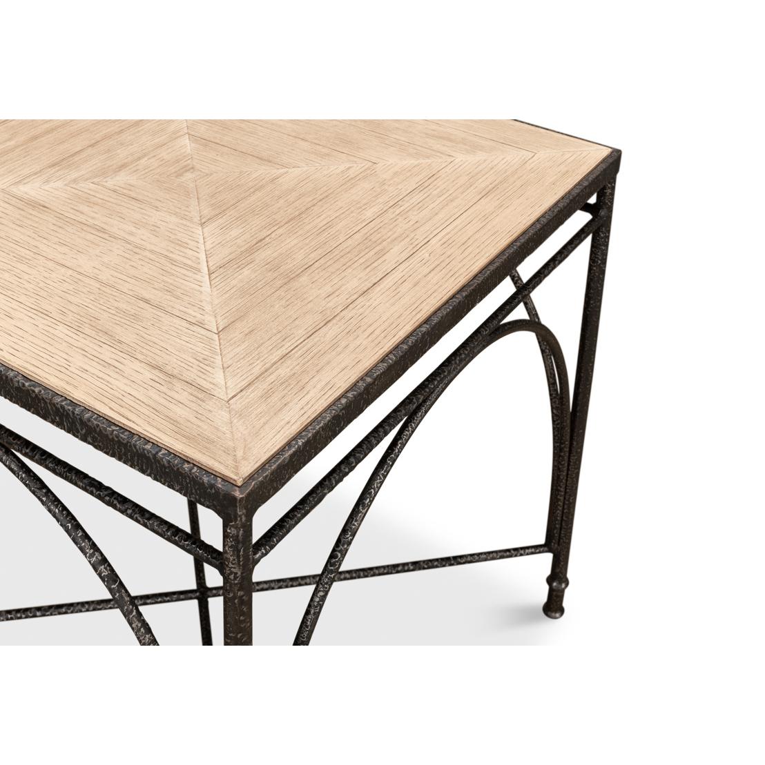 Parquetry Industrial End Table For Sale 1