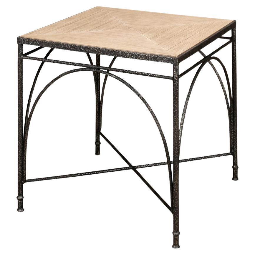 Parquetry Industrial End Table For Sale