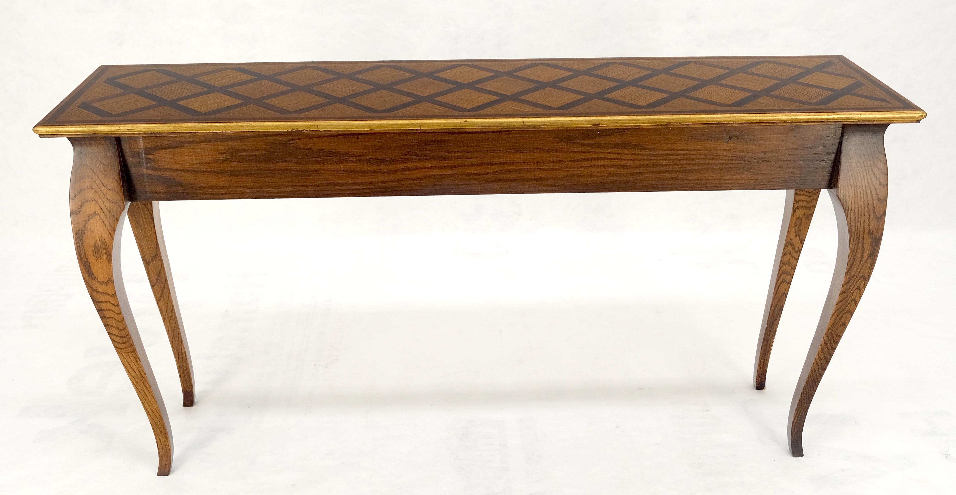 Parquetry Inlay Top Cabriole Leg Scallop Ornament Chestnut Console Sofa Table For Sale 5