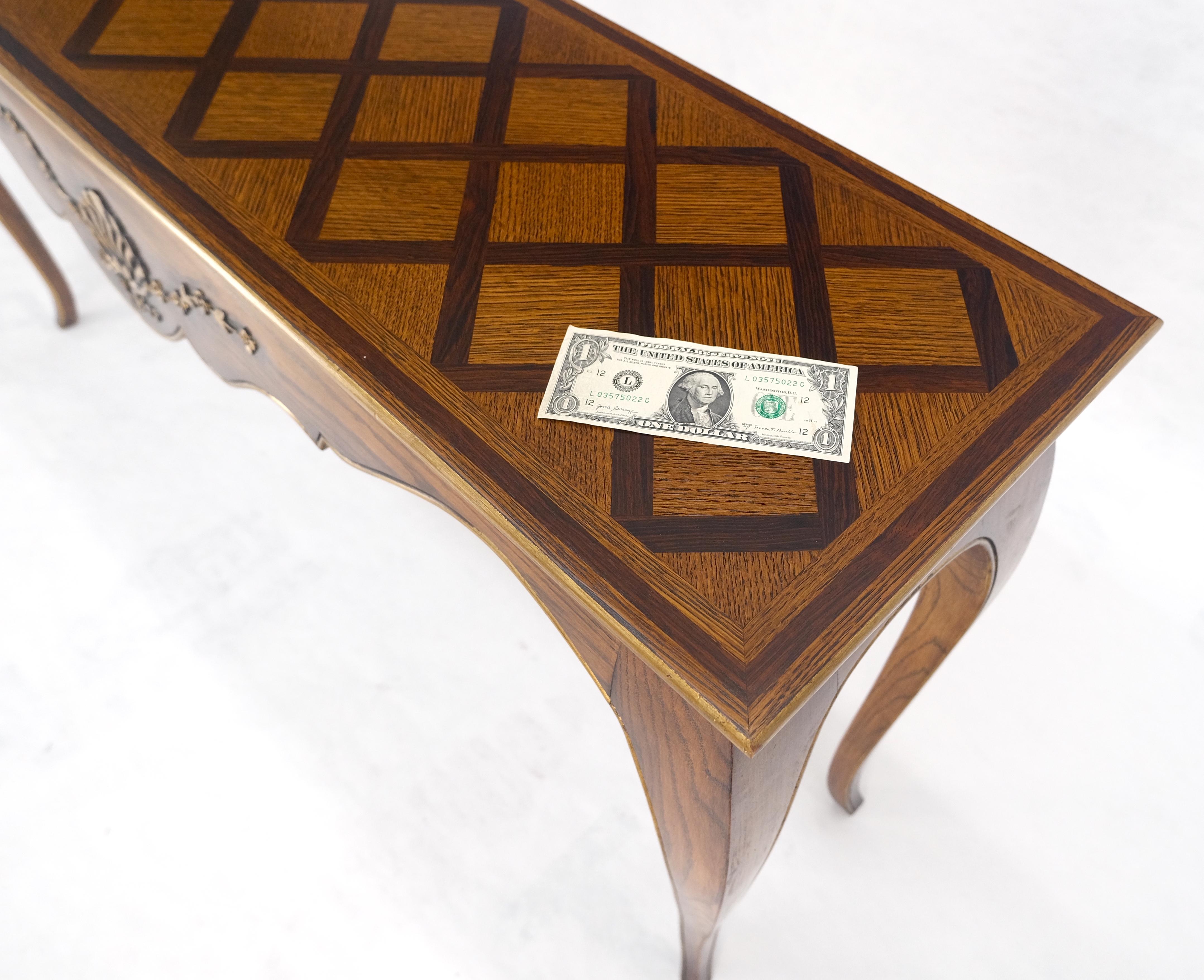 Parquetry Inlay Top Cabriole Leg Scallop Ornament Chestnut Console Sofa Table For Sale 6