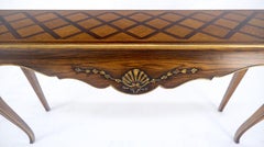 Parquetry Inlay Top Cabriole Leg Scallop Ornament Chestnut Console Sofa Table