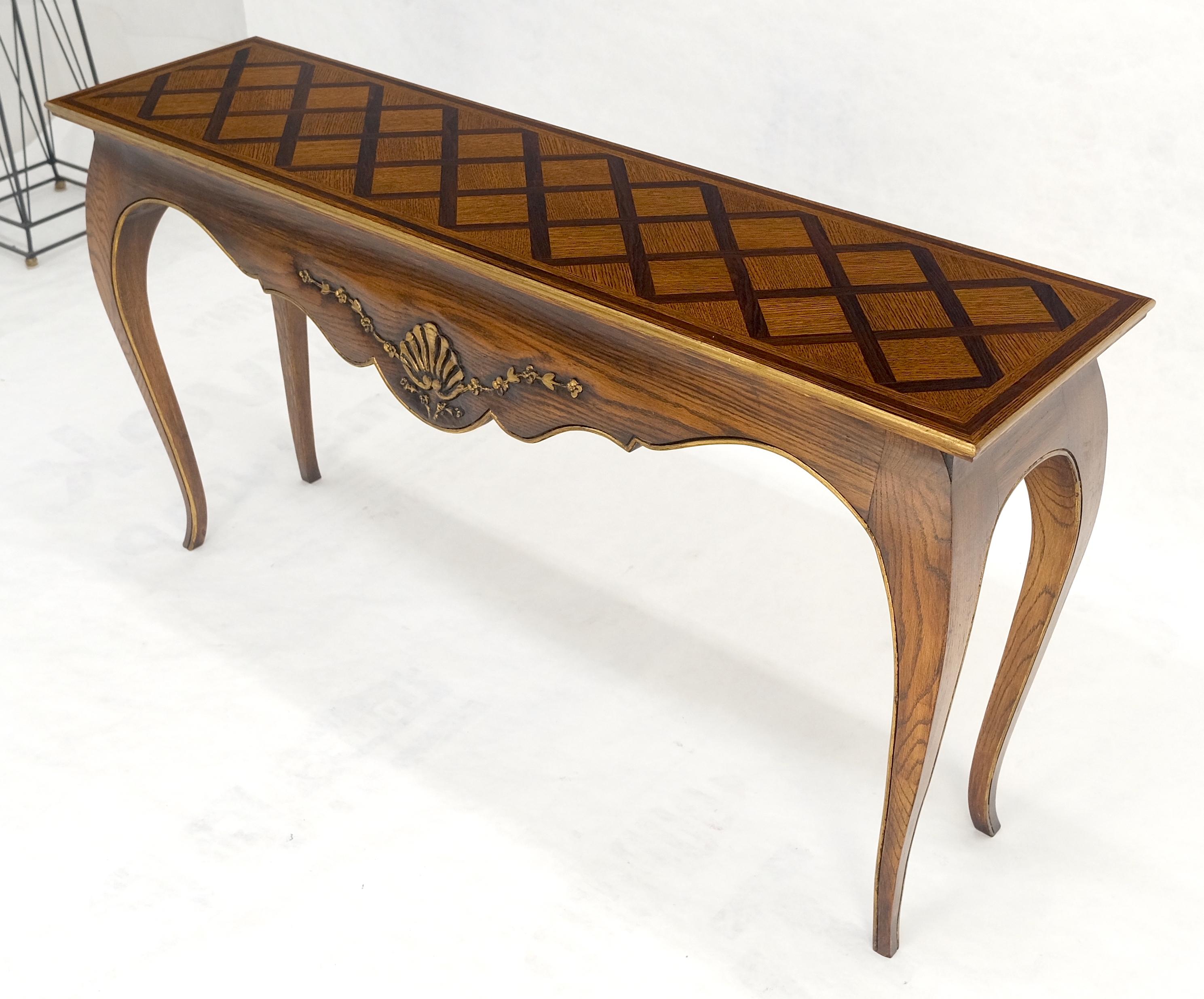 Rosewood Parquetry Inlay Top Cabriole Leg Scallop Ornament Chestnut Console Sofa Table For Sale