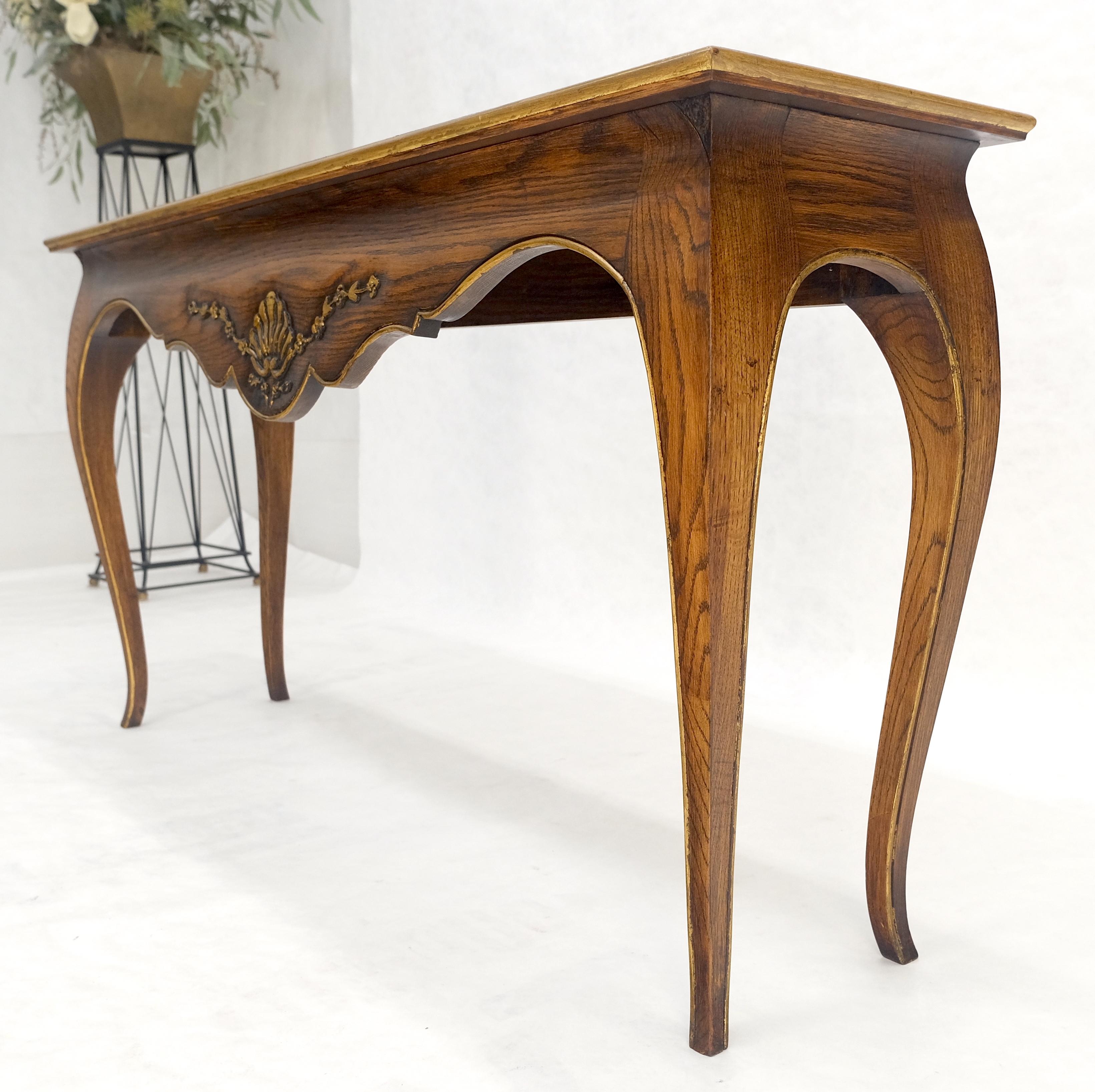 Parquetry Inlay Top Cabriole Leg Scallop Ornament Chestnut Console Sofa Table For Sale 1