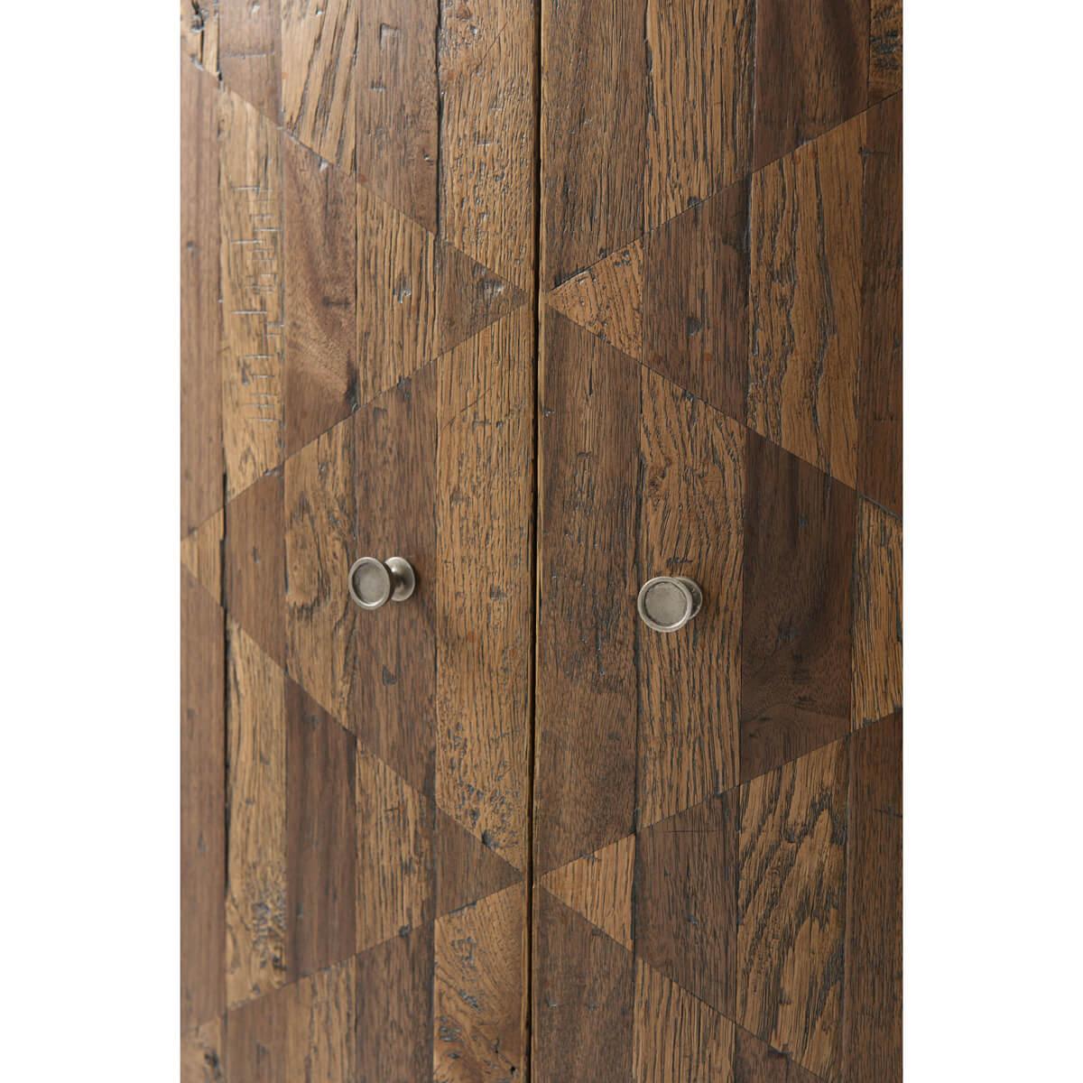 Wood Parquetry Oak Demilune Cabinet
