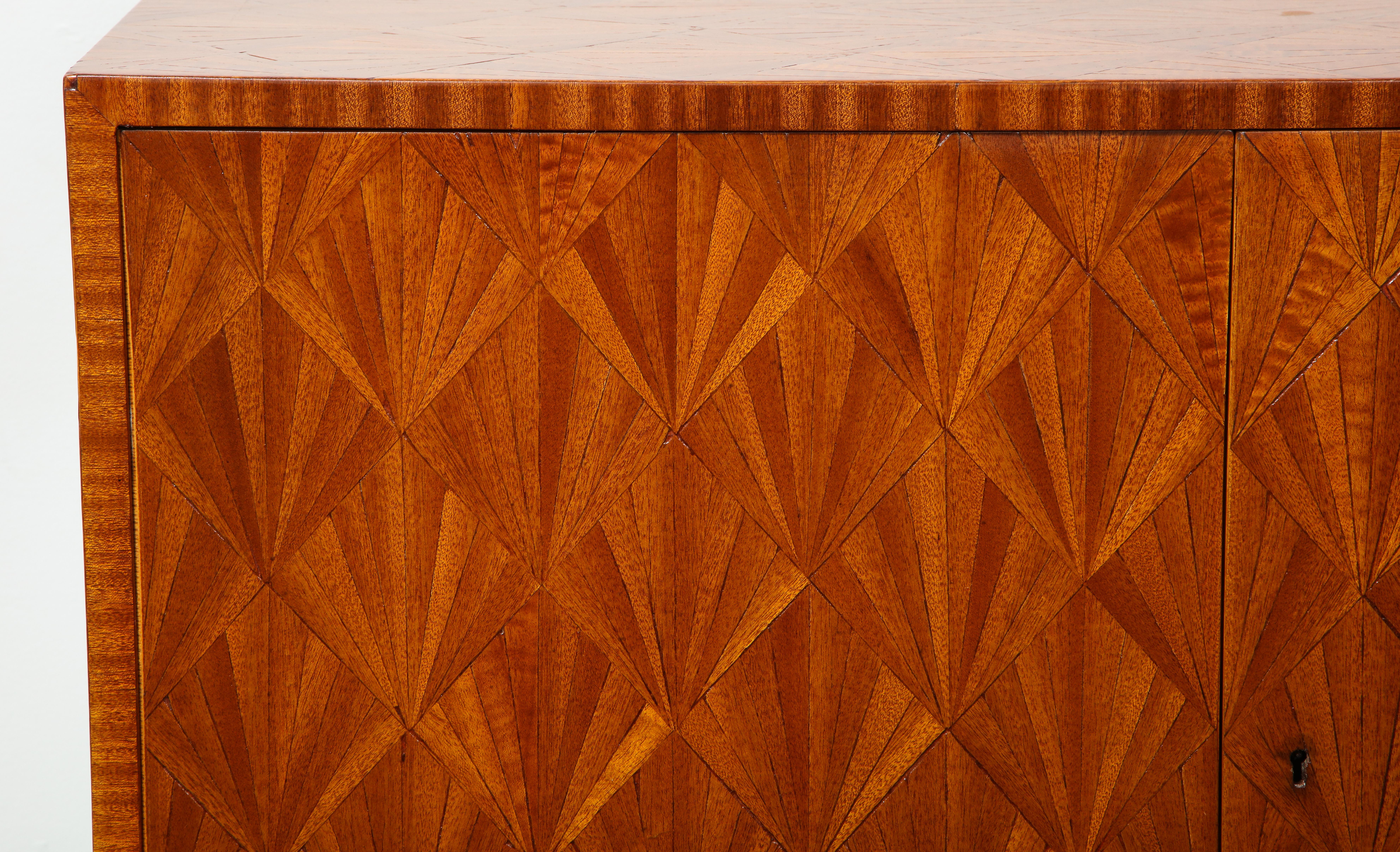 Parquetry Sycamore Cabinet in the Jean-Michel Frank Manner In Good Condition In New York, NY
