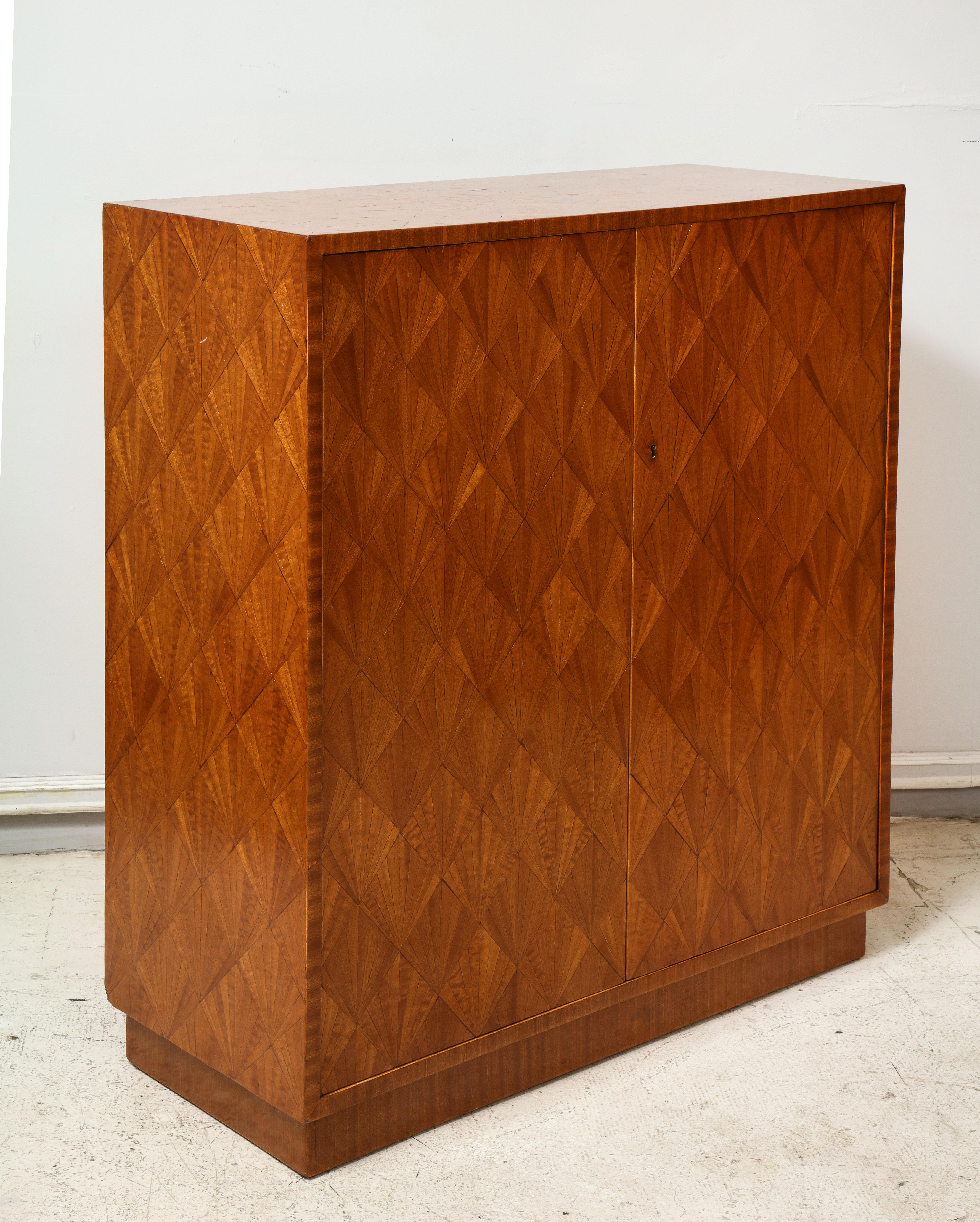 20th Century Parquetry Sycamore Cabinet in the Jean-Michel Frank Manner