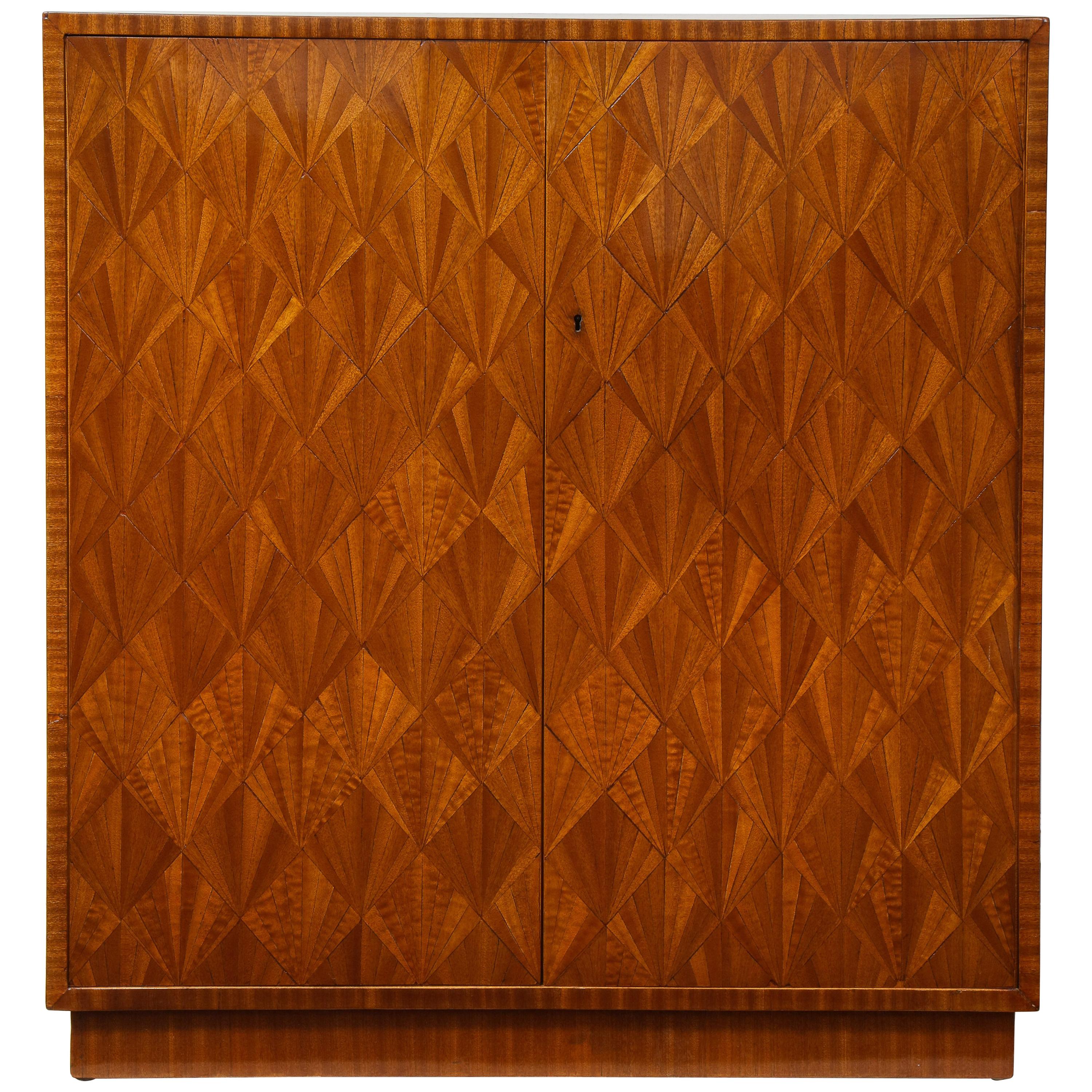Parquetry Sycamore Cabinet in the Jean-Michel Frank Manner