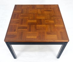 Parquetry Teak Top 28x28" Square Top Black Lacquer Top Side End Table MINT
