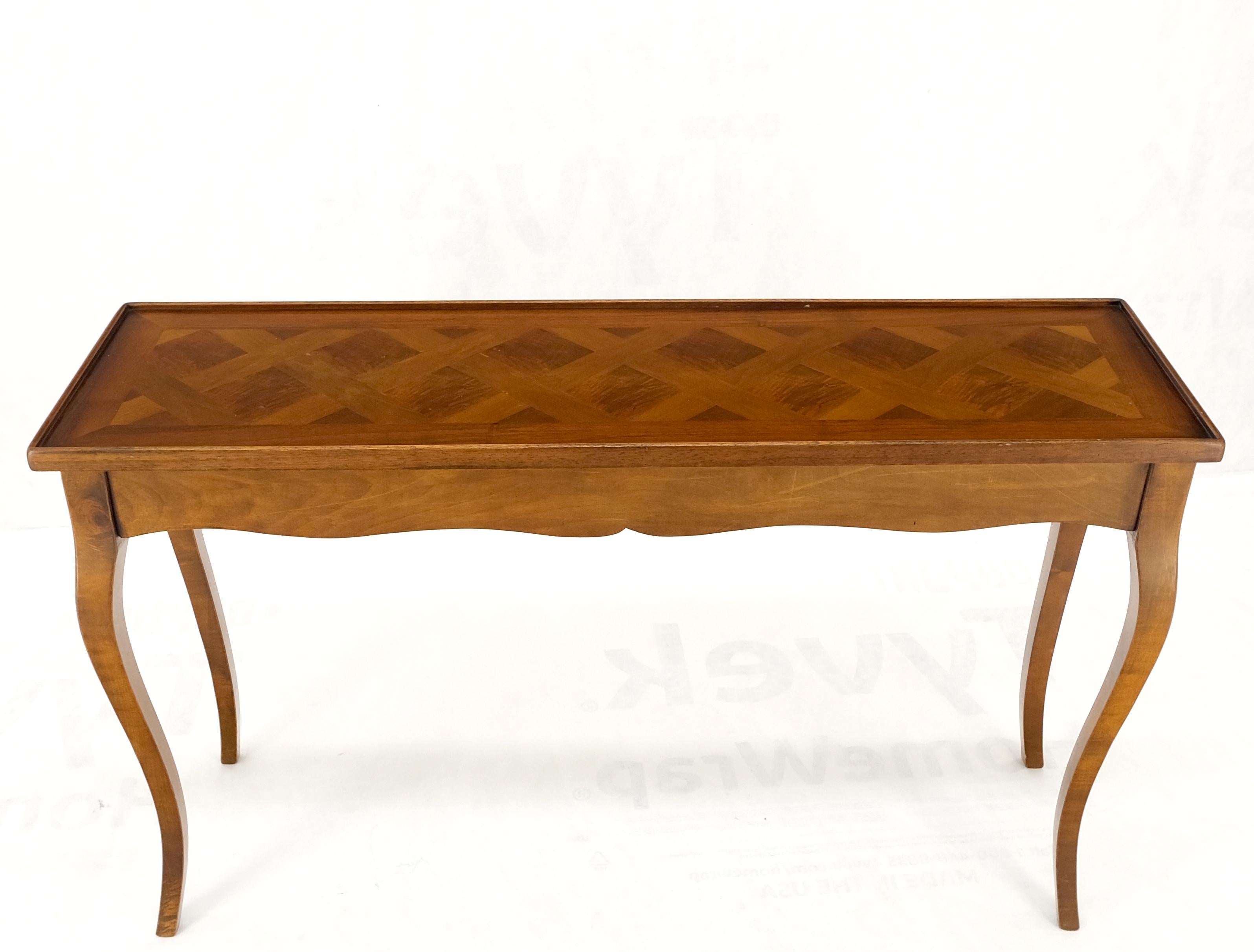 Parquetry Top Cabriole Leg Decorative Italian Modern Walnut Console Sofa Table For Sale 4