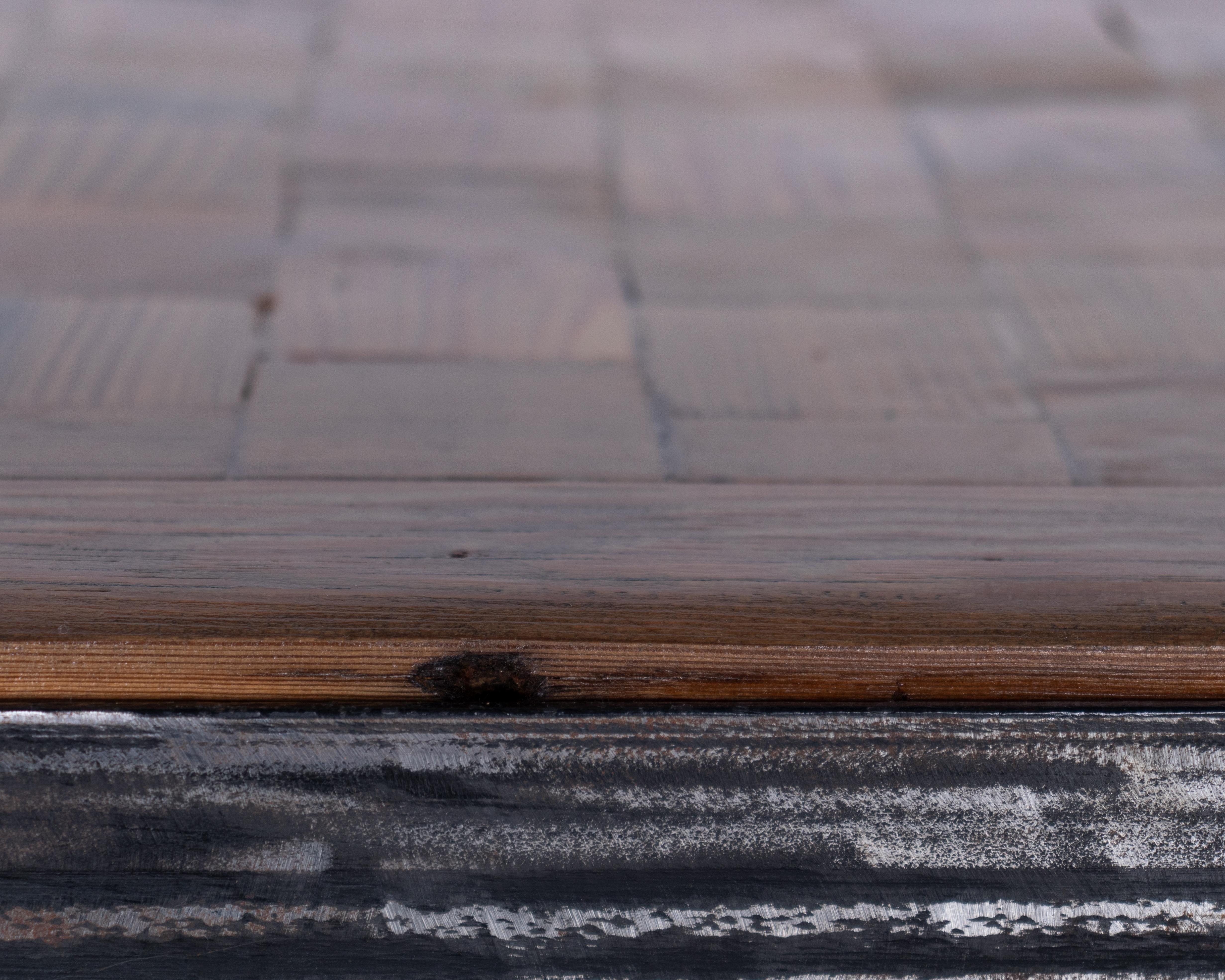 Italian Parquetry Top Iron Base Coffee Table