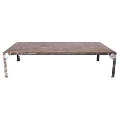 Parquetry Top Iron Base Coffee Table