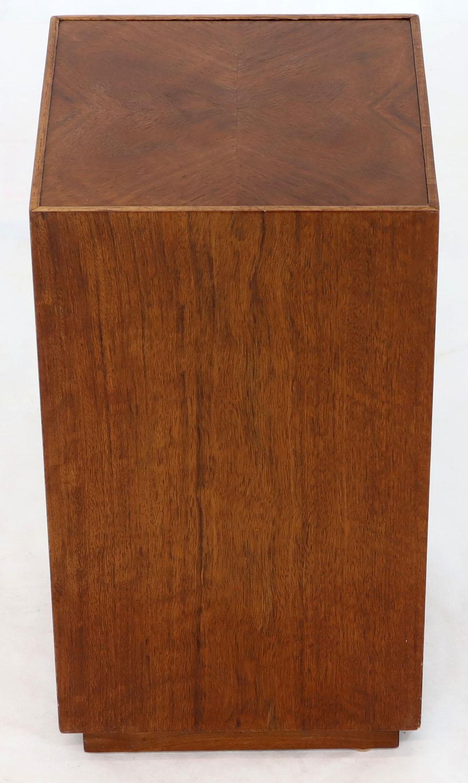 Mid-Century Modern Parquetry Top Walnut Square Pedestal Stand