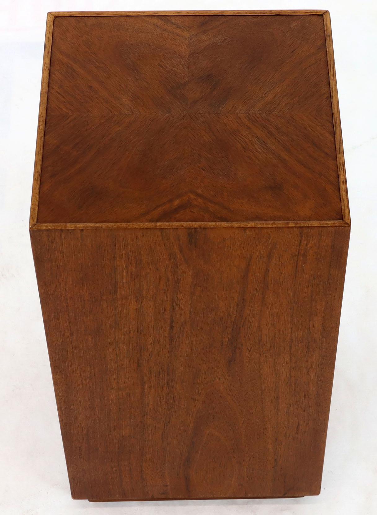 Lacquered Parquetry Top Walnut Square Pedestal Stand