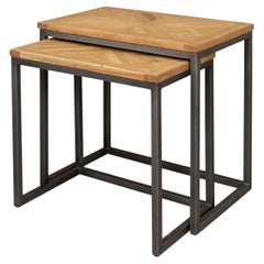 Parquetry Walnut and Iron Nesting Tables