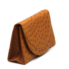 Parri Firenze Light Brown Ostrich Skin Clutch