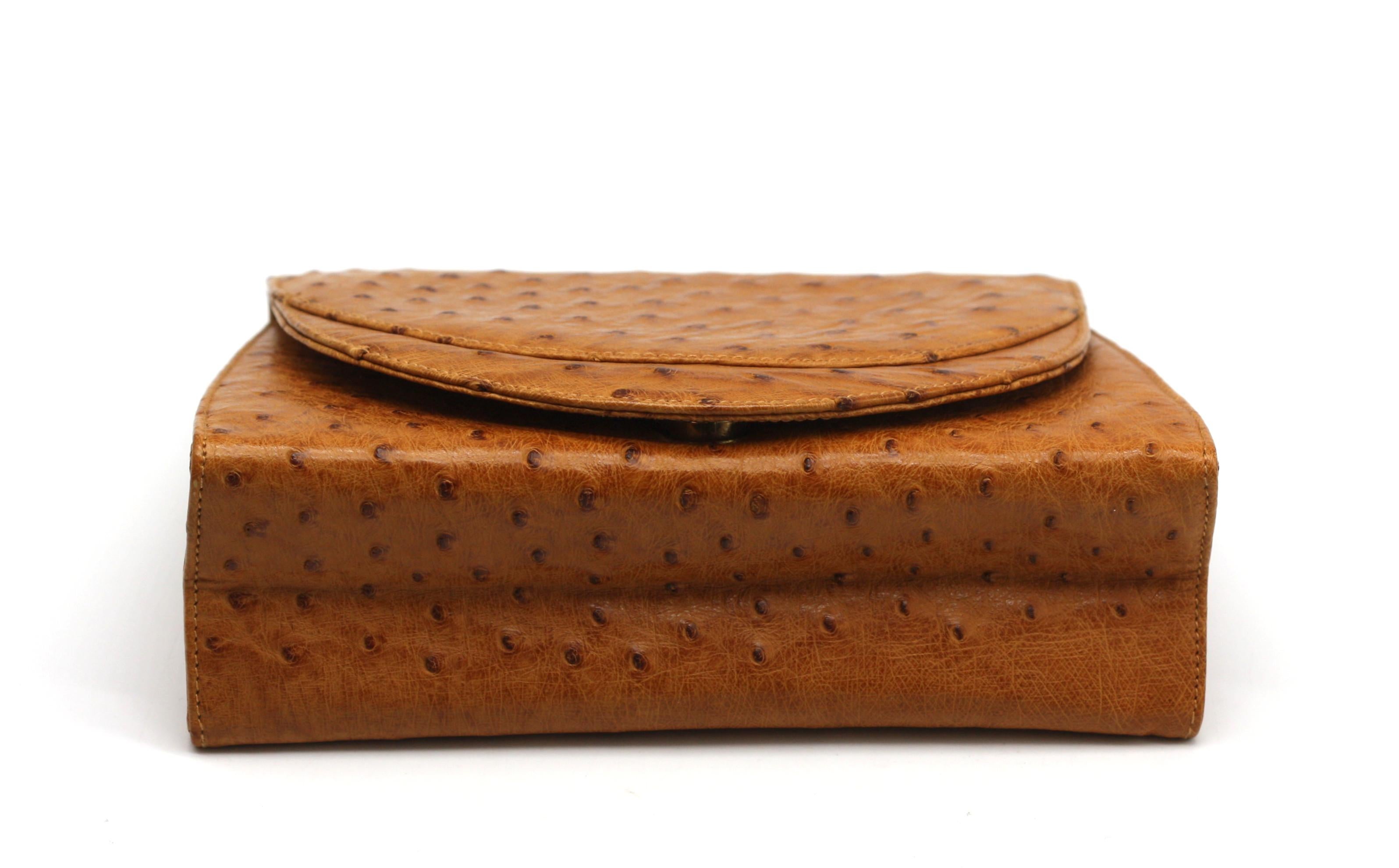 Parri Firenze Hellbraune Straußenhaut Clutch im Angebot 2