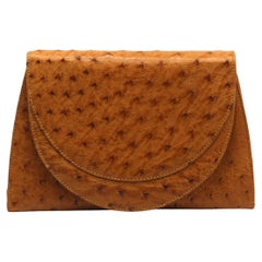 Parri Firenze Hellbraune Straußenhaut Clutch