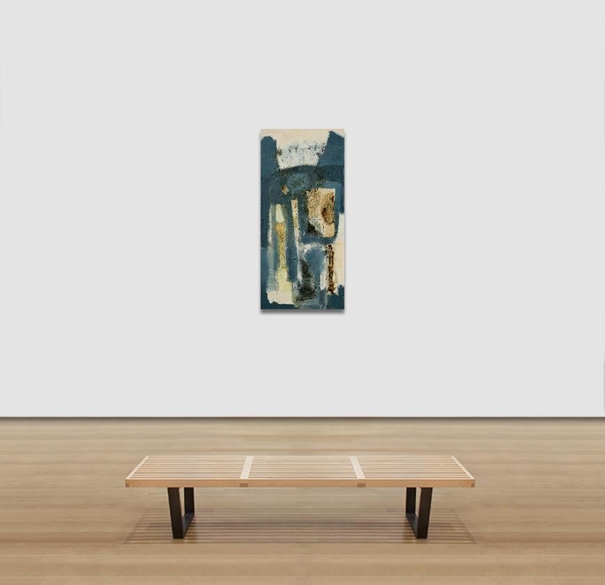 Days of Delight - Pittura ad olio astratta e figurativa con colori blu acqua 1