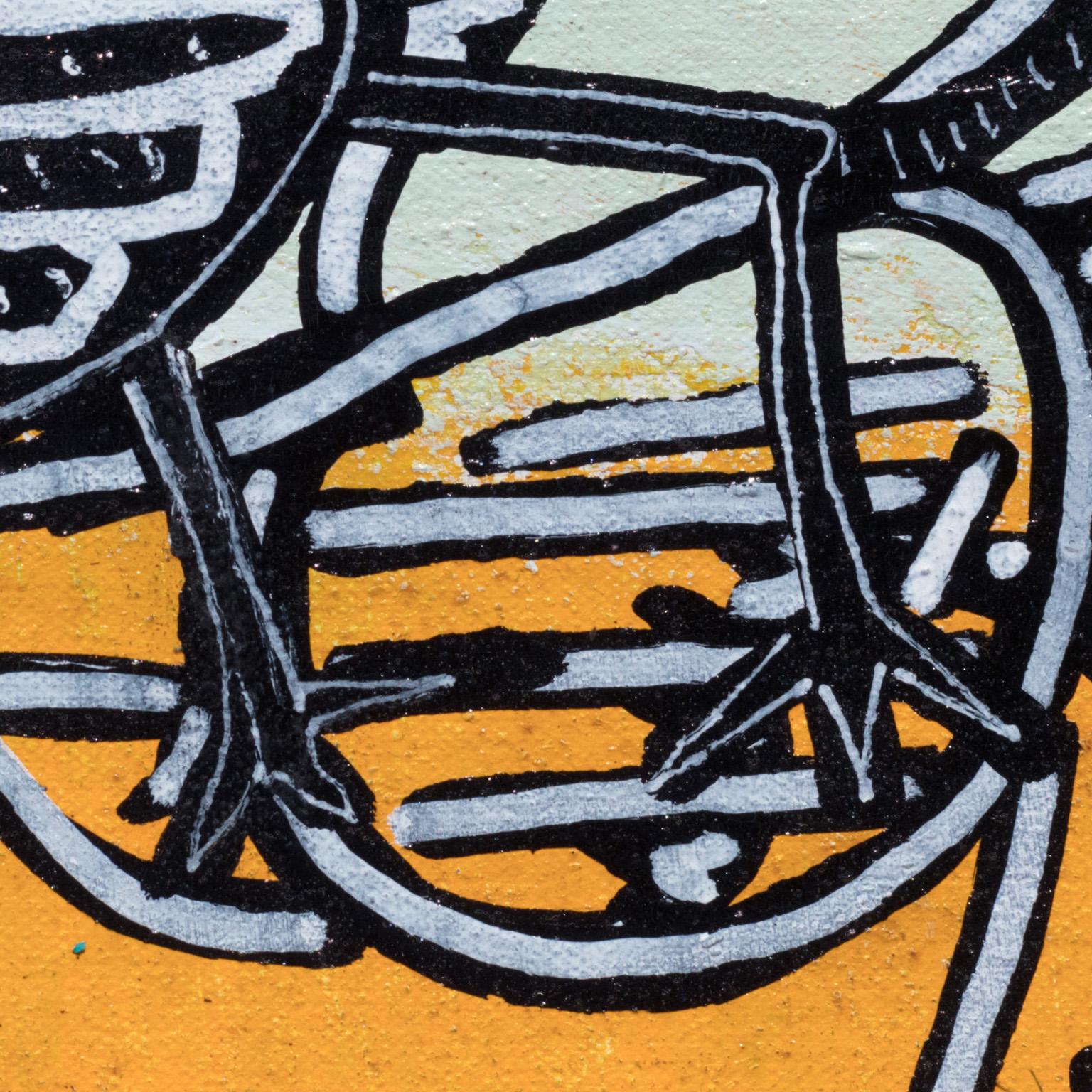 Controllo delle armi - Quadro surrealista giallo e nero di un'anatra, un cane e una pistola in vendita 1