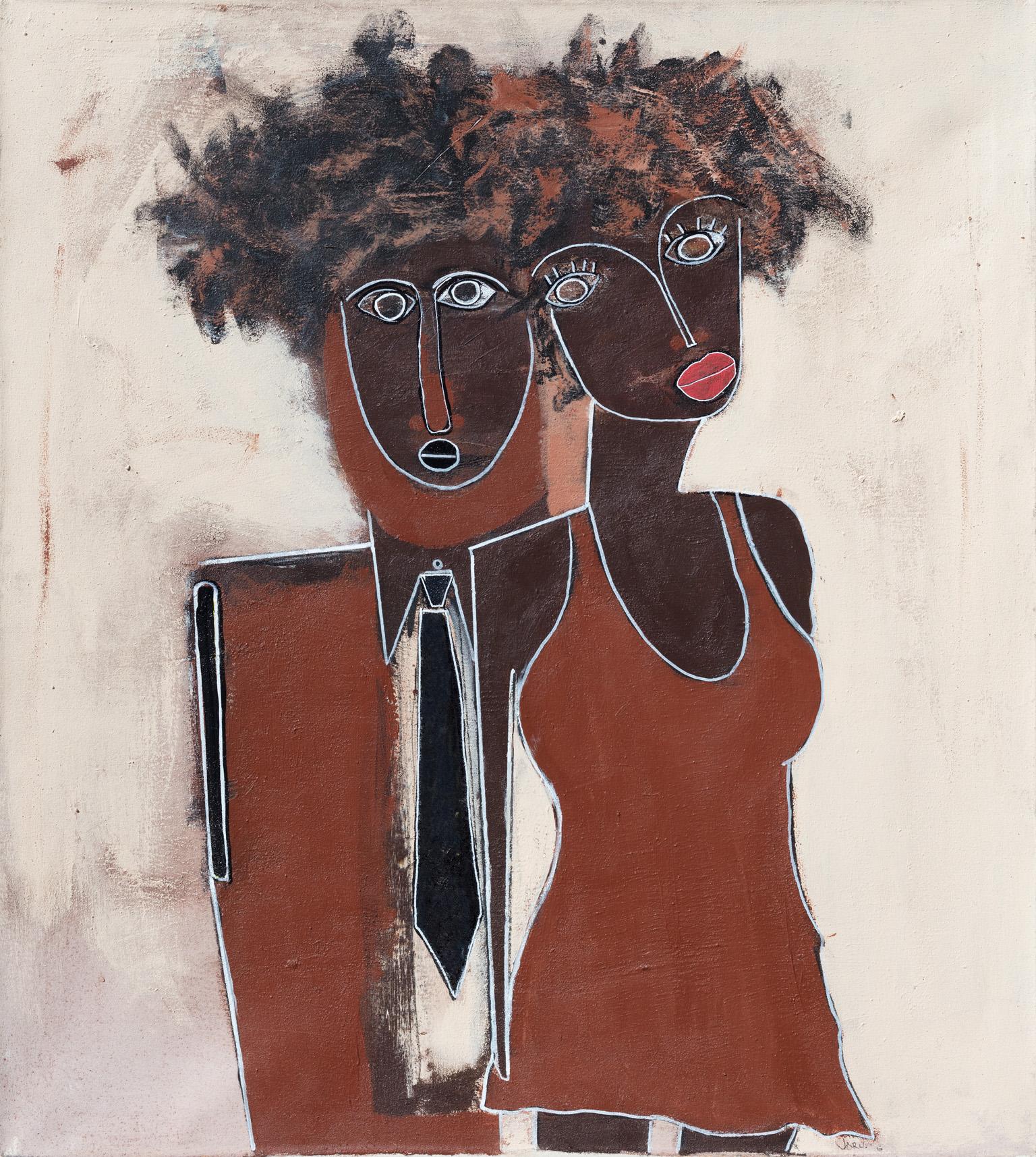 His and Her's - Expressionist Figurative Painting of an African American Couple
