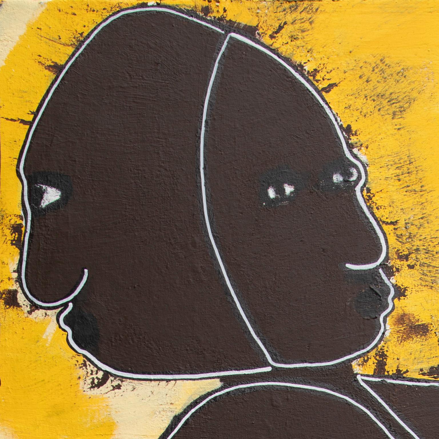 Rites de passage - Contemporary Figurative Painting, Modern Modern Tribal Art, African - Noir Abstract Painting par Parris Jaru