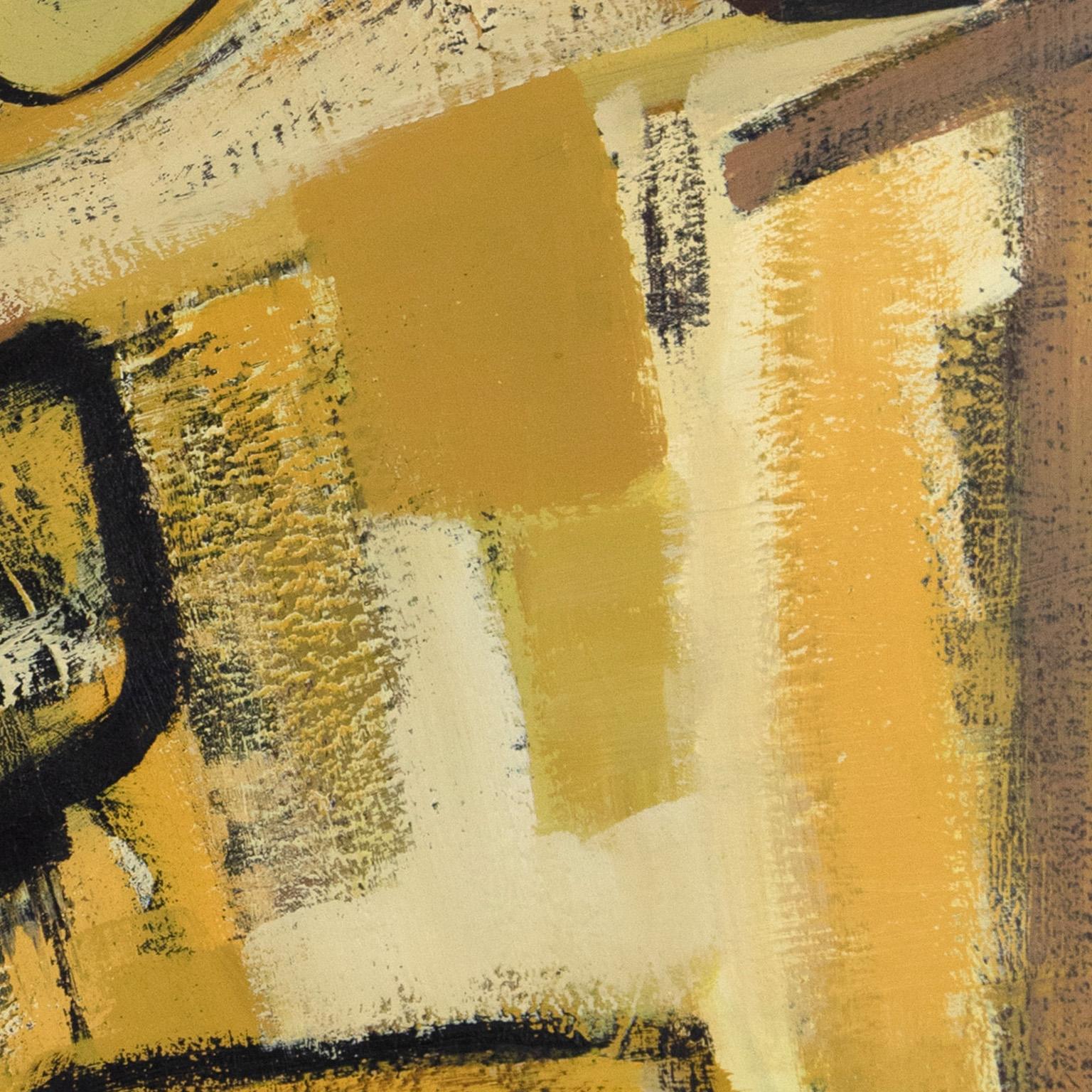 La Grande Émancipation - Peinture abstraite aux couleurs jaune et marron - Abstrait Painting par Parris Jaru