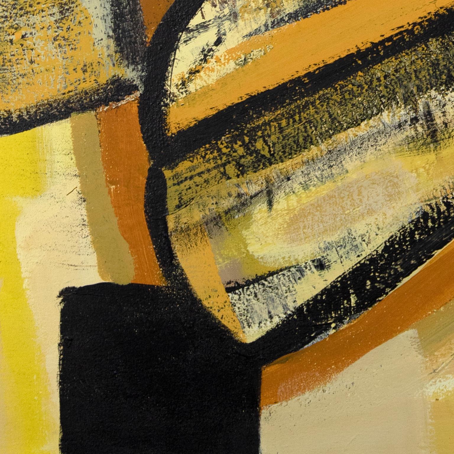 La grande émancipation de Parris Jaru est une peinture à l'huile de 48 x 36 pouces. Les couleurs principales sont le jaune et le brun. La surface est définie par un épais empâtement de peinture, réalisé avec des pigments d'origine végétale que Jaru