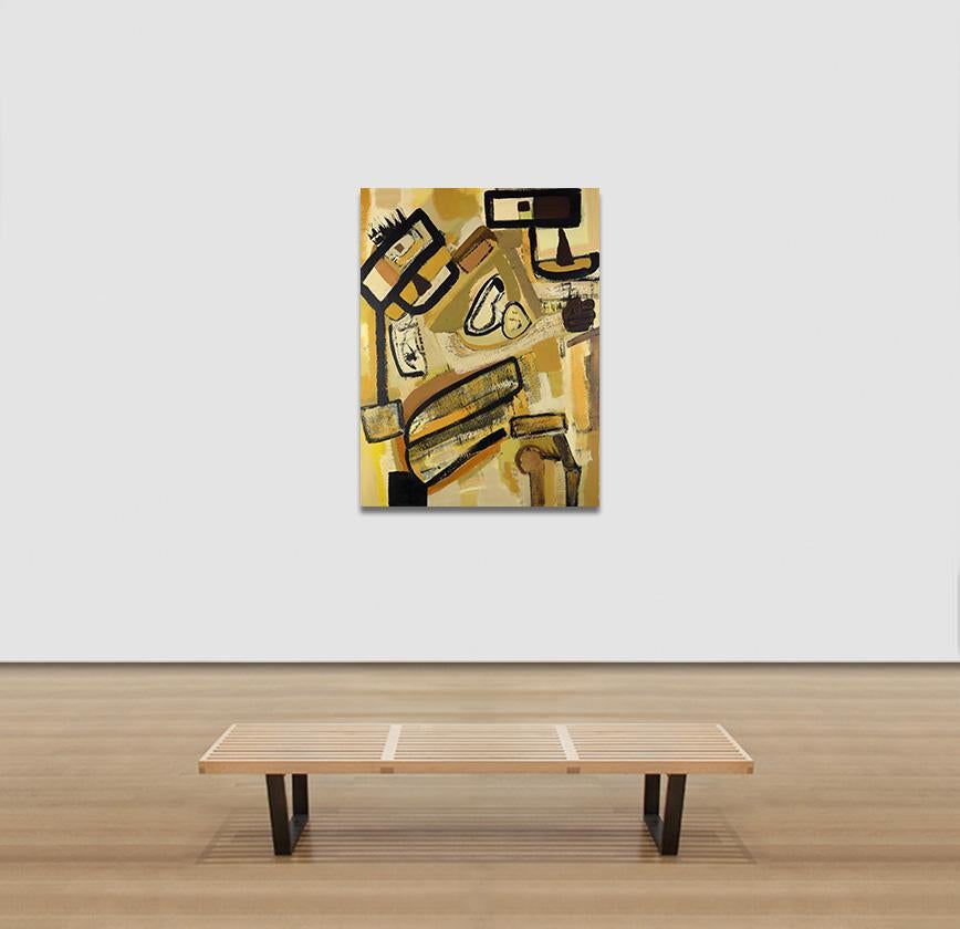 La Grande Émancipation - Peinture abstraite aux couleurs jaune et marron en vente 2