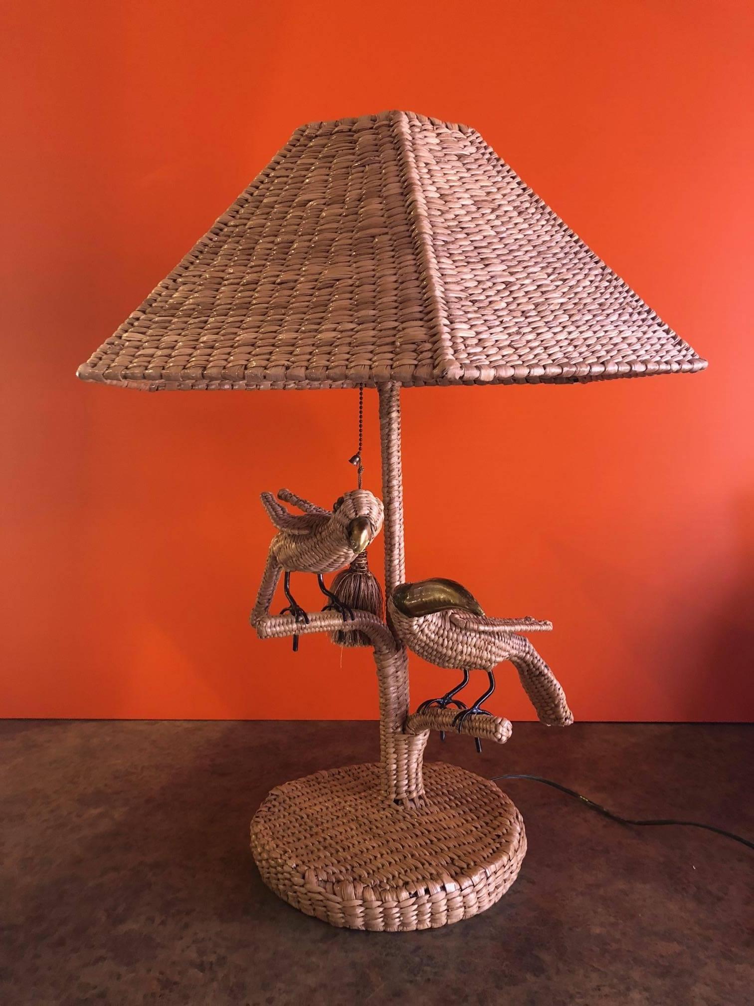 Parrot & Toucan Wicker Table Lamp by Mario Lopez Torres 1
