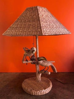 Parrot & Toucan Wicker Table Lamp by Mario Lopez Torres