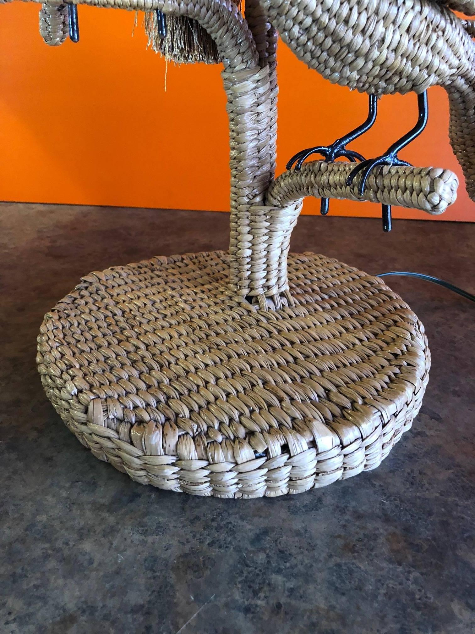 Parrot & Toucan Wicker Table Lamp by Mario Lopez Torres In Excellent Condition In San Diego, CA