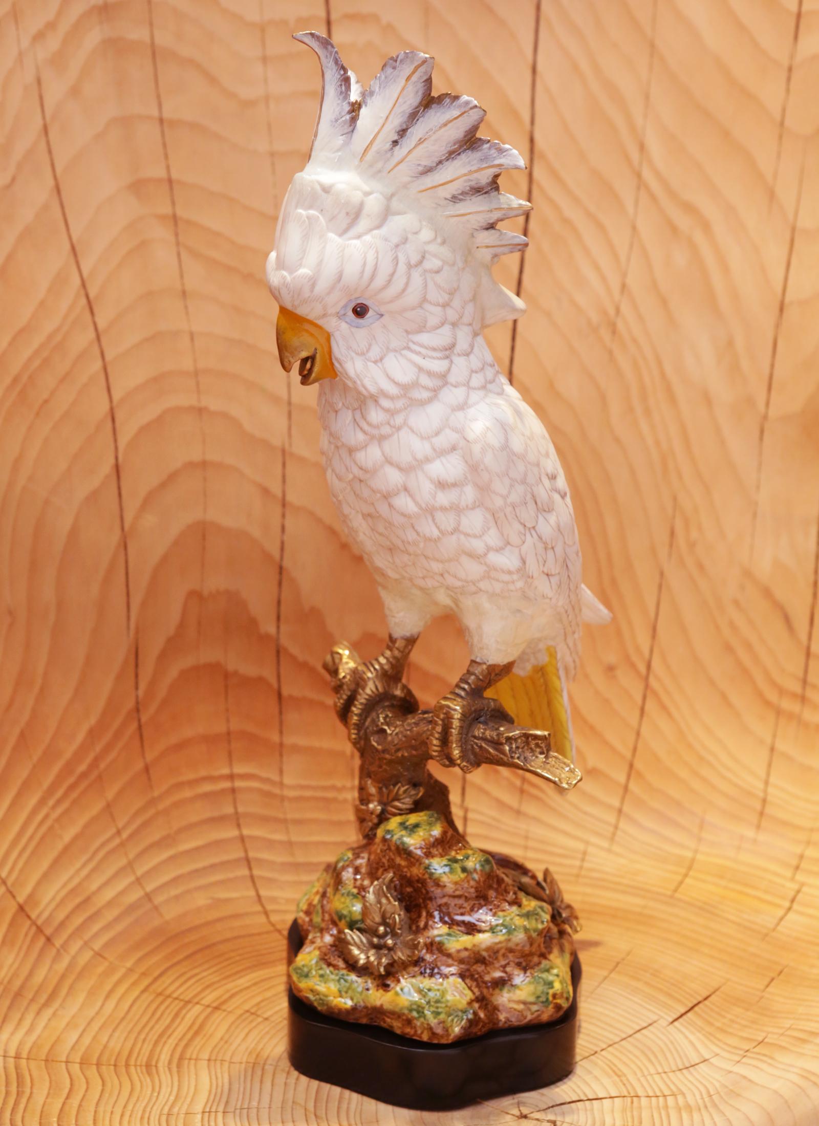 French Parrot and Porcelain Sculpture
