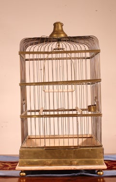 Parrot Cage in Brass and Wood from 19th Century, France