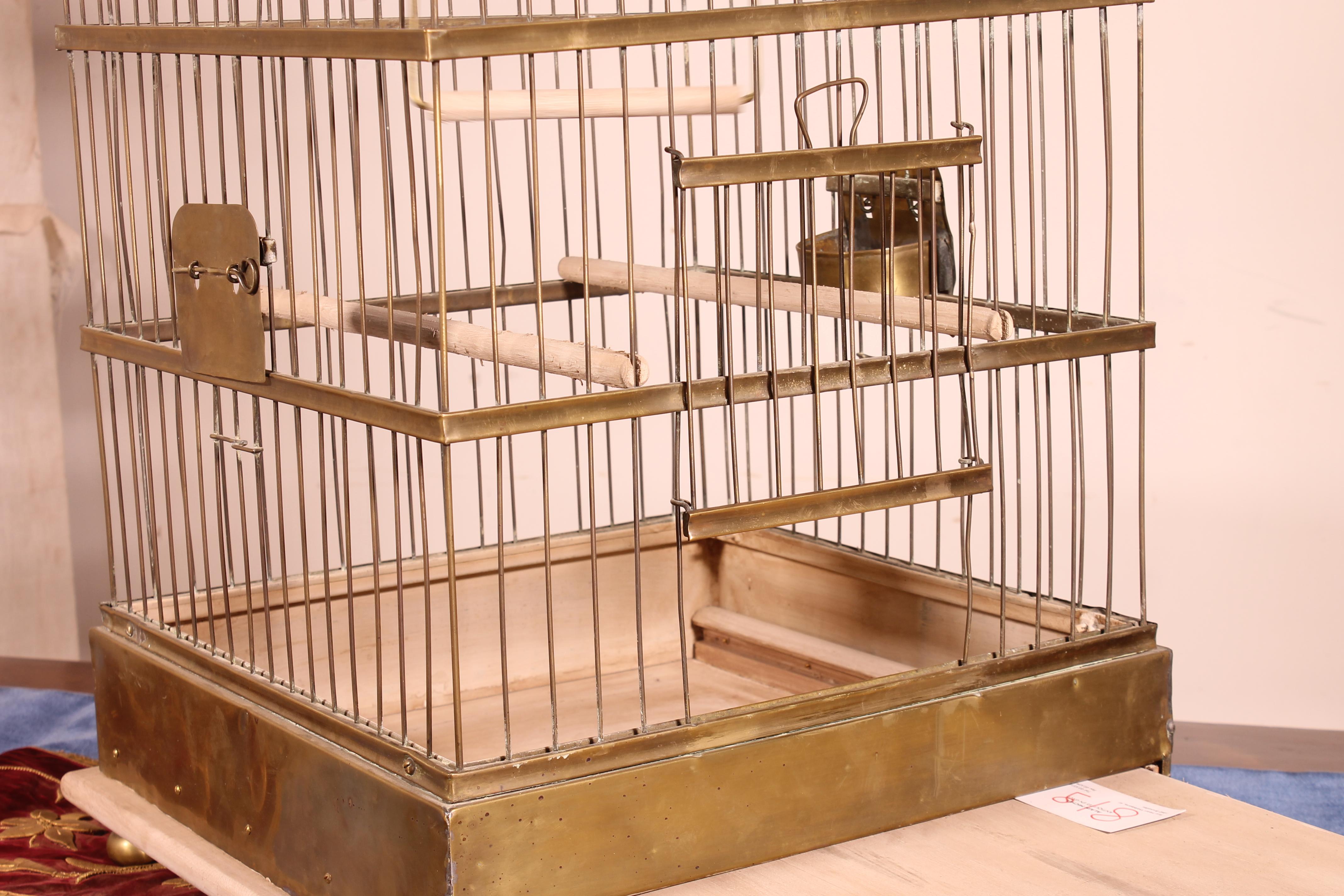 Louis Philippe Parrot Cage in Brass and Wood from 19th Century, France