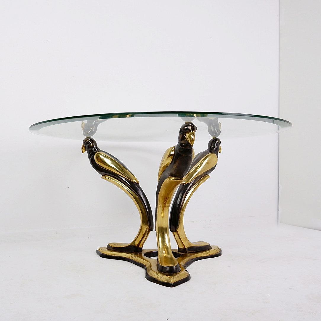 Brass Parrot coffee table in the style of Willy Daro - Belgium 1970s