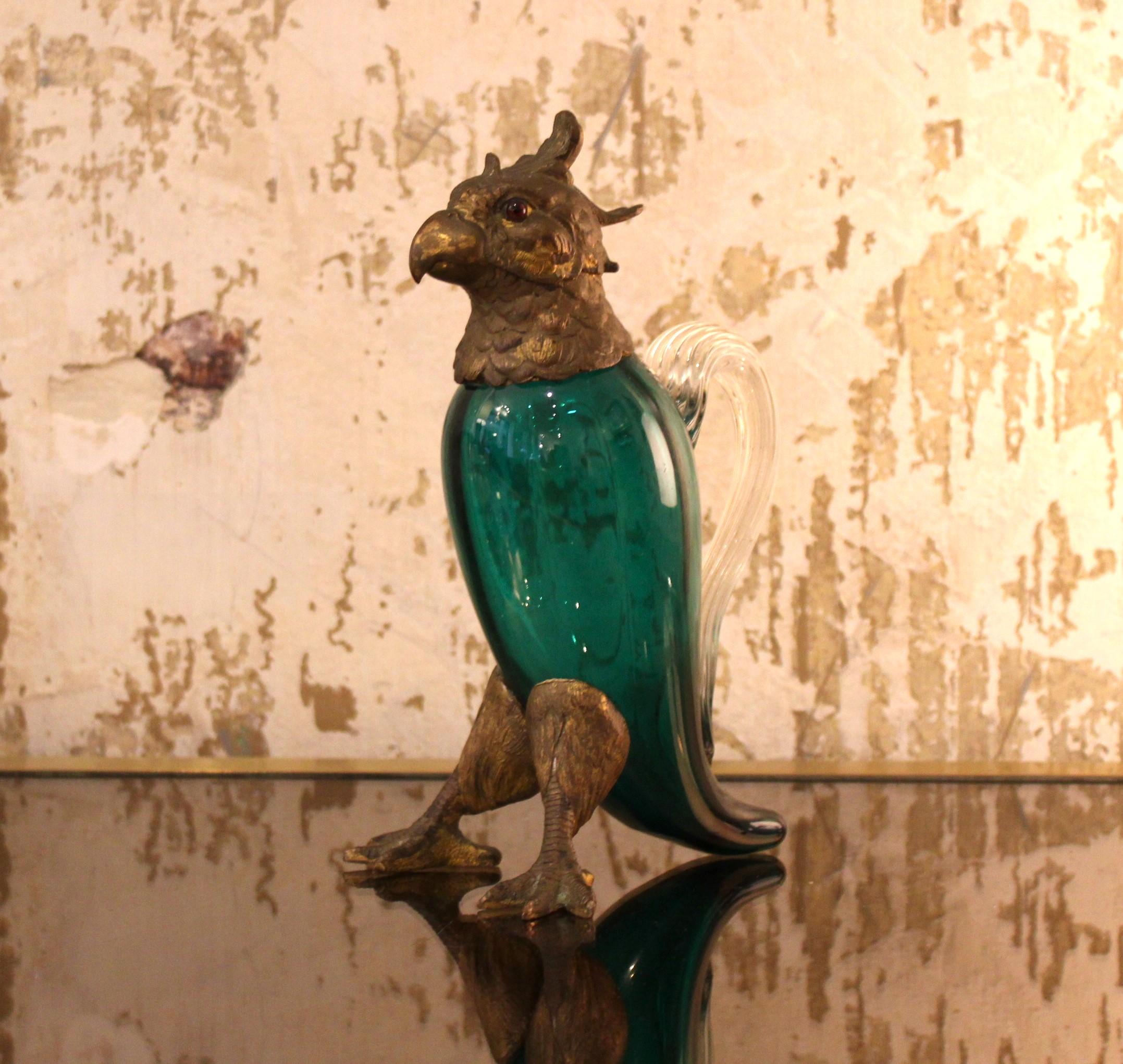 Brass Parrot decanter, 20th century