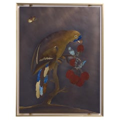 Papagei Opus II, Intarsien aus Messing 