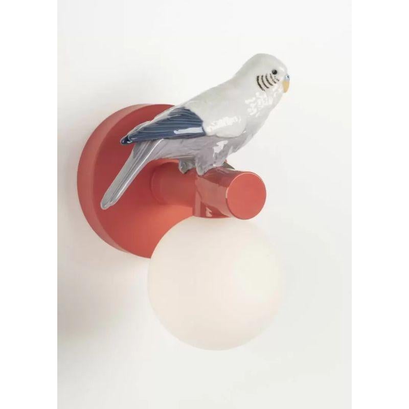 Spanish Parrot Right Wall Sconce in Coral  For Sale